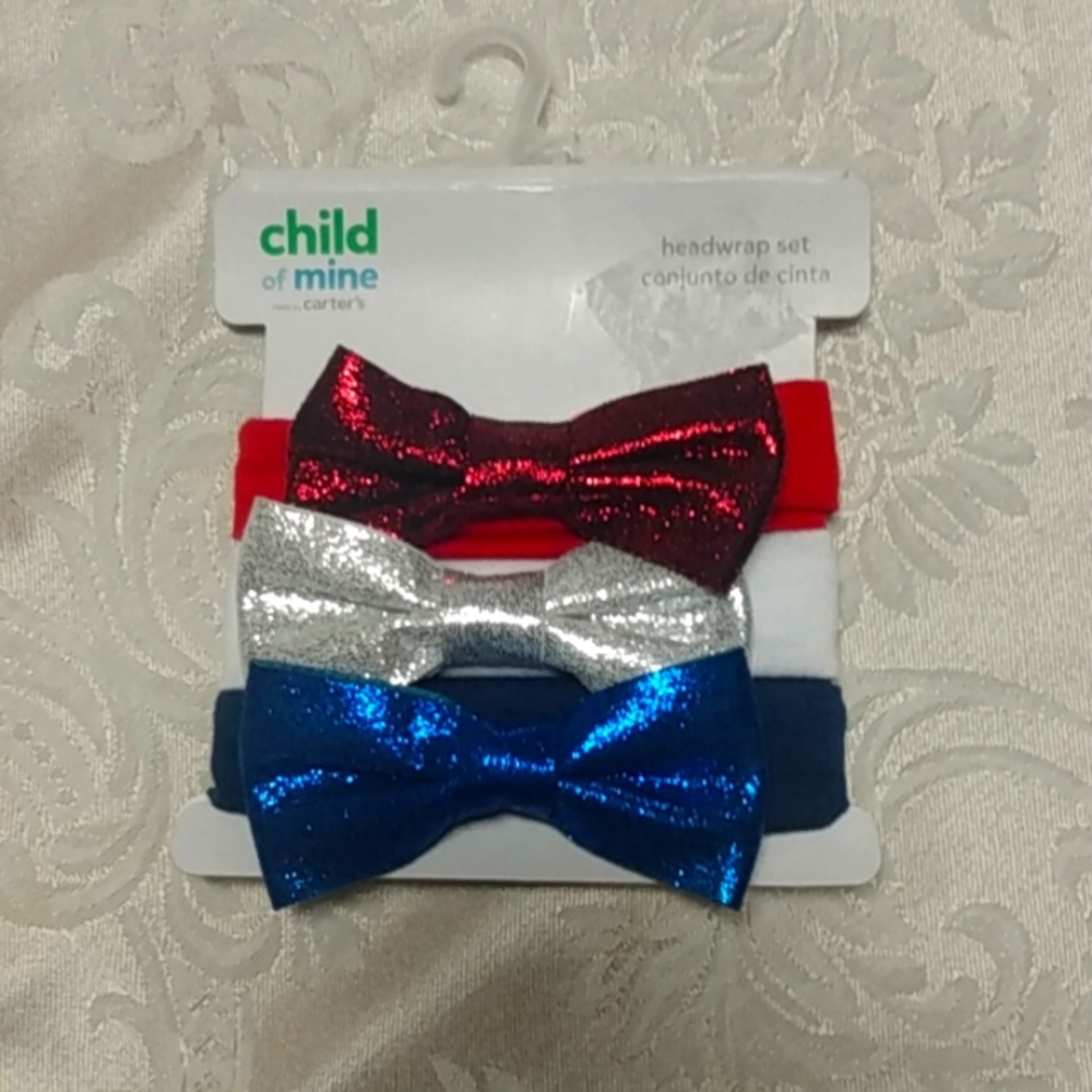 Carter's Child of Mine 3 pc Headband Set - Patriotic Red, White, Blue